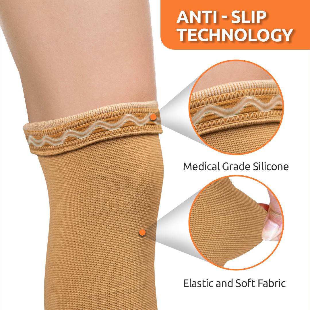 Vissco Varicose Vein Stockings | Provides Leg Compression to Improve Blood Circulation & Relieves Pain (Beige)