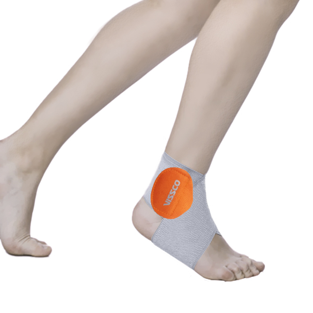 Vissco Ankle Binder (Mild Support) | Ankle Support for Sprained / Swollen Ankles | Effective for Ligament/Sports Injuries (Grey)