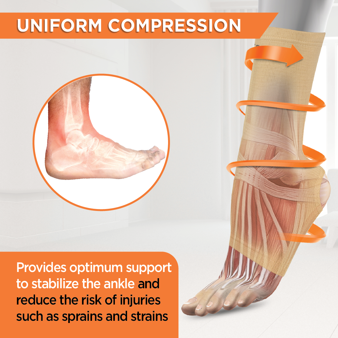 Vissco Anklet (Mild Support)| Provides Support to the Ankle Joint & Injured Ankles (Beige)