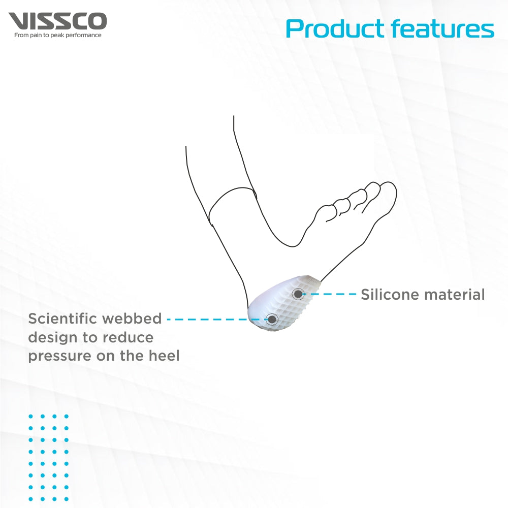 Vissco Silicone Heel Cushion | Foot Support | Shock Absorber | Joints Stress Reducer | Shoe Insole for Walking (Grey)