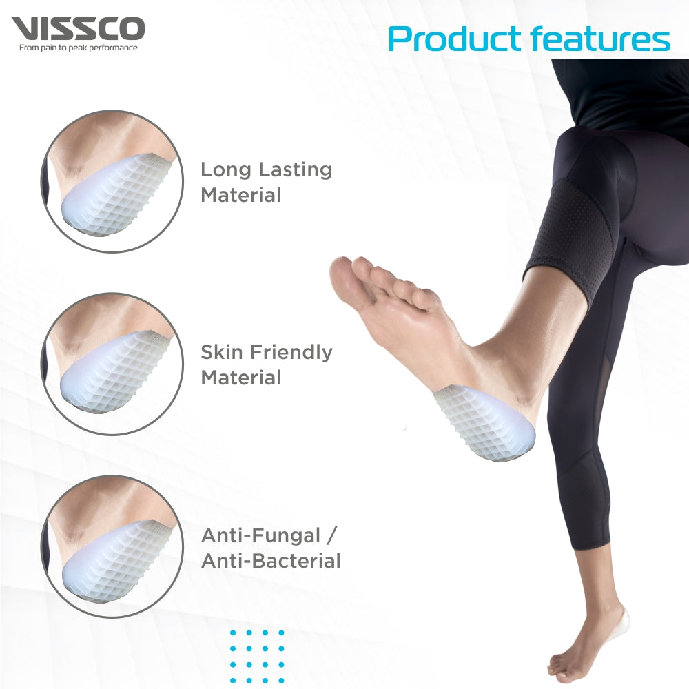 Vissco Silicone Heel Cushion | Foot Support | Shock Absorber | Joints Stress Reducer | Shoe Insole for Walking (Grey)