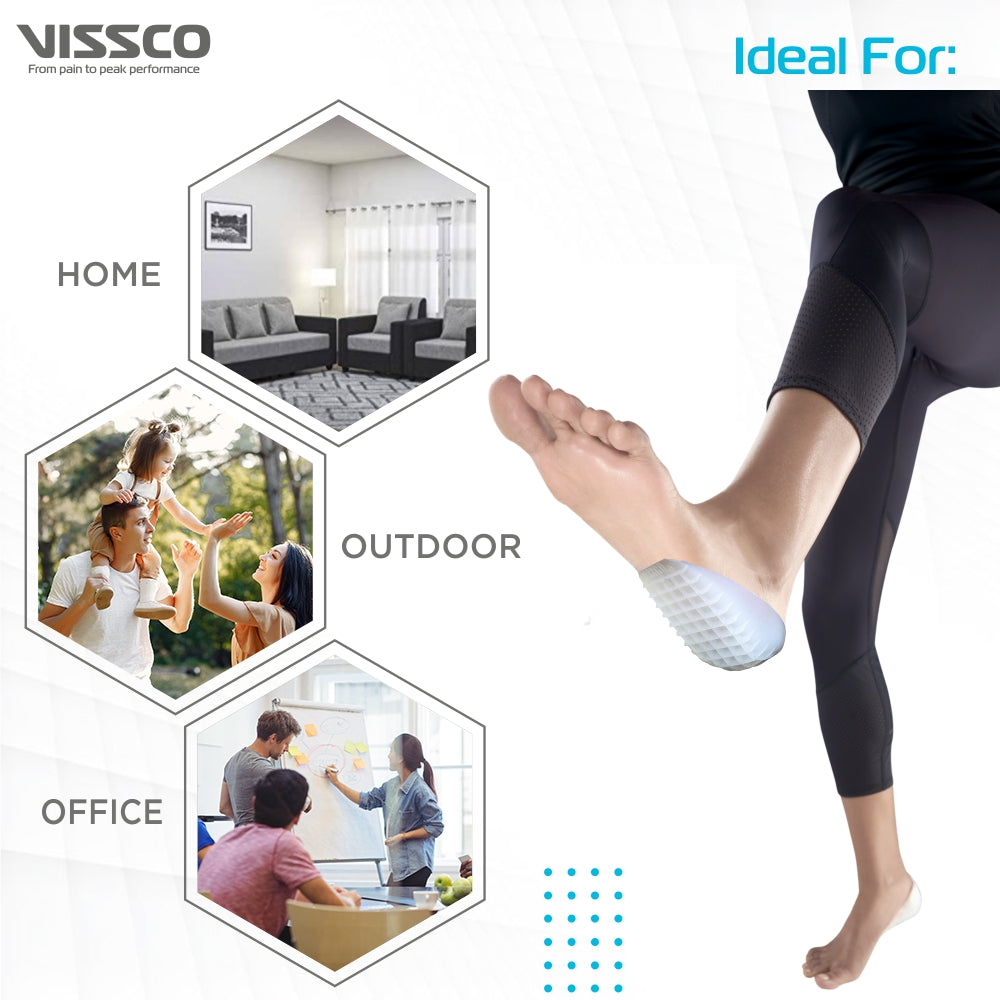 Vissco Silicone Heel Cushion | Foot Support | Shock Absorber | Joints Stress Reducer | Shoe Insole for Walking (Grey)