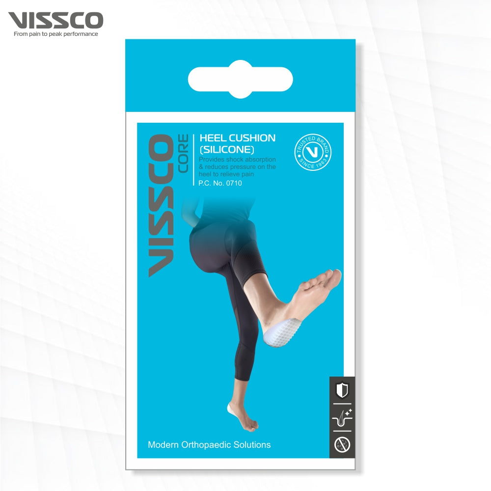 Vissco Silicone Heel Cushion | Foot Support | Shock Absorber | Joints Stress Reducer | Shoe Insole for Walking (Grey)