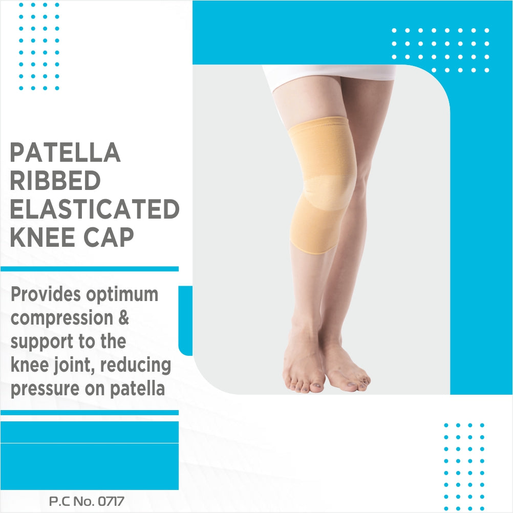 Vissco Patella Ribbed Elasticated Knee Cap | Provides Optimum Compression to Relieve Knee Pain (Beige)