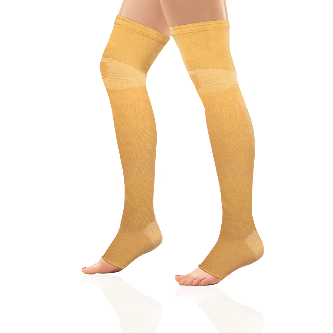 Vissco Anti Embolism Stocking (Mild Support) | Improves Blood Circulation |  Swollen | Tired | Aching Legs (Beige)