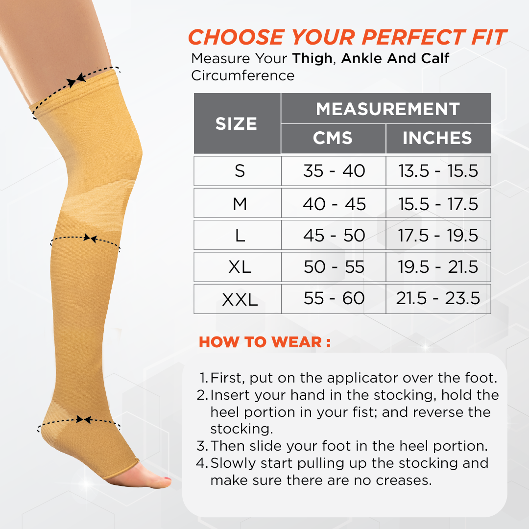 Vissco Anti Embolism Stocking (Mild Support) | Improves Blood Circulation |  Swollen | Tired | Aching Legs (Beige)