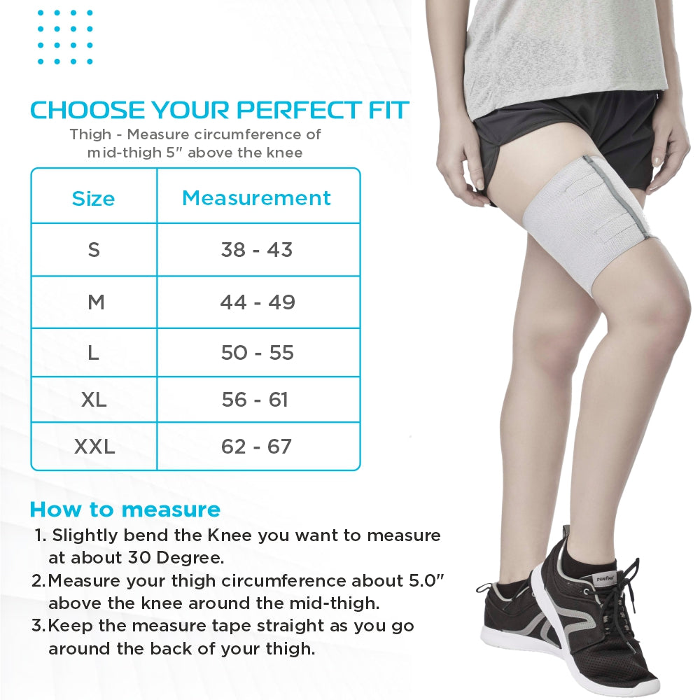 Vissco Loop Elastic Thigh Support | Provides Optimum Compression to Relieve Pain & Improves Blood Circulation (Grey)