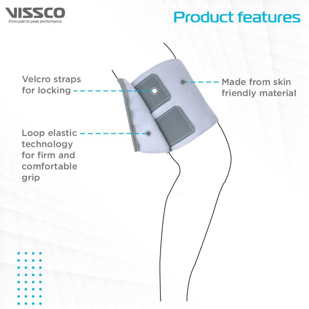 Vissco Loop Elastic Thigh Support | Provides Optimum Compression to Relieve Pain & Improves Blood Circulation (Grey)