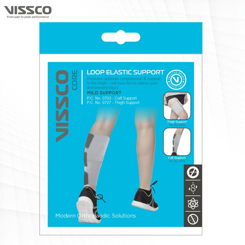 Vissco Loop Elastic Thigh Support | Provides Optimum Compression to Relieve Pain & Improves Blood Circulation (Grey)