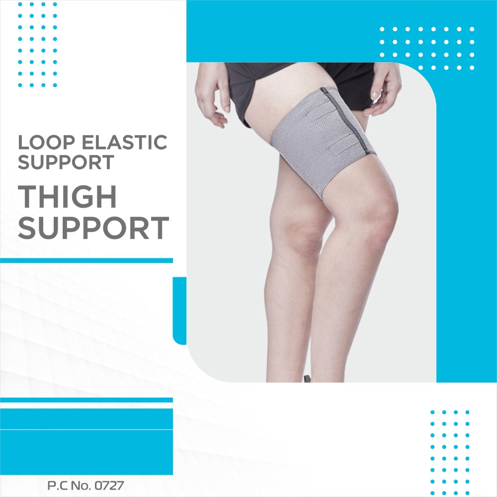 Vissco Loop Elastic Thigh Support | Provides Optimum Compression to Relieve Pain & Improves Blood Circulation (Grey)