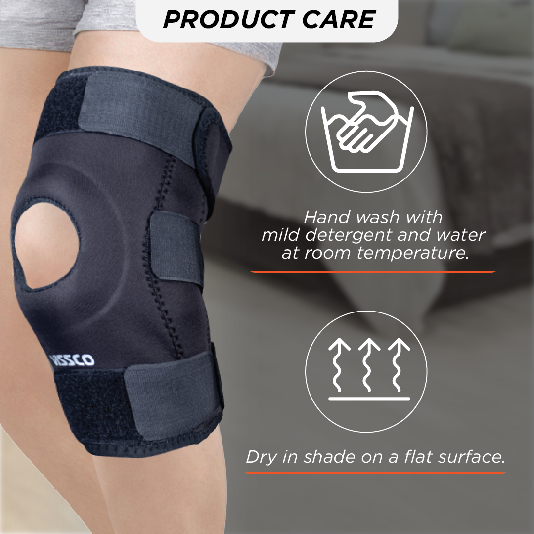 Vissco Functional Knee Support | Provides moderate support & stability to the Knee | Color - Black (Single Piece)