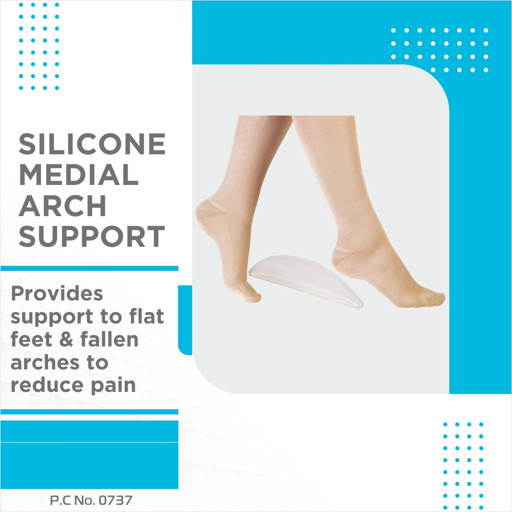 Vissco Silicone Medial Arch Support | Provides Balance & Structual Support to Flat Feet (Grey)