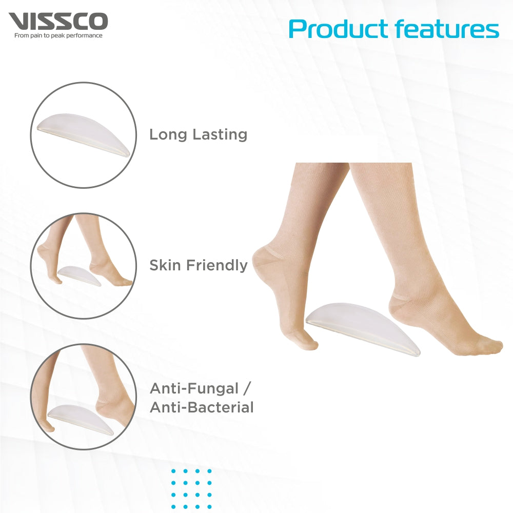 Vissco Silicone Medial Arch Support | Provides Balance & Structual Support to Flat Feet (Grey)