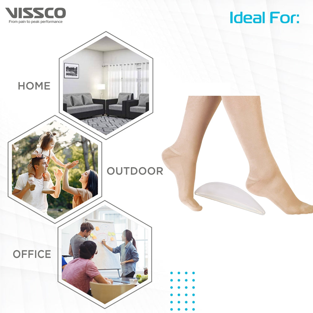 Vissco Silicone Medial Arch Support | Provides Balance & Structual Support to Flat Feet (Grey)