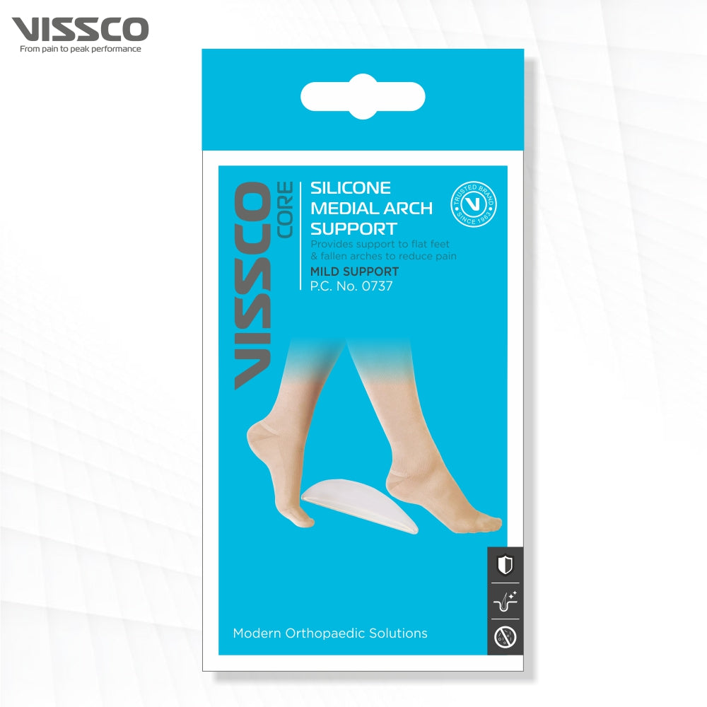 Vissco Silicone Medial Arch Support | Provides Balance & Structual Support to Flat Feet (Grey)