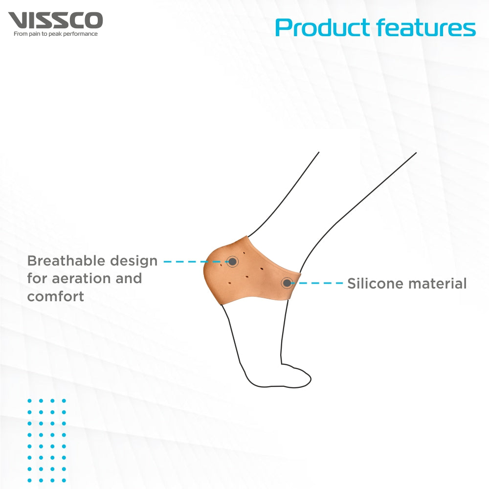 Vissco Silicone Anti-Crack Heel Protector | Provides Cushion & Reduces Pressure On the Heel to Relieve Pain (Beige)