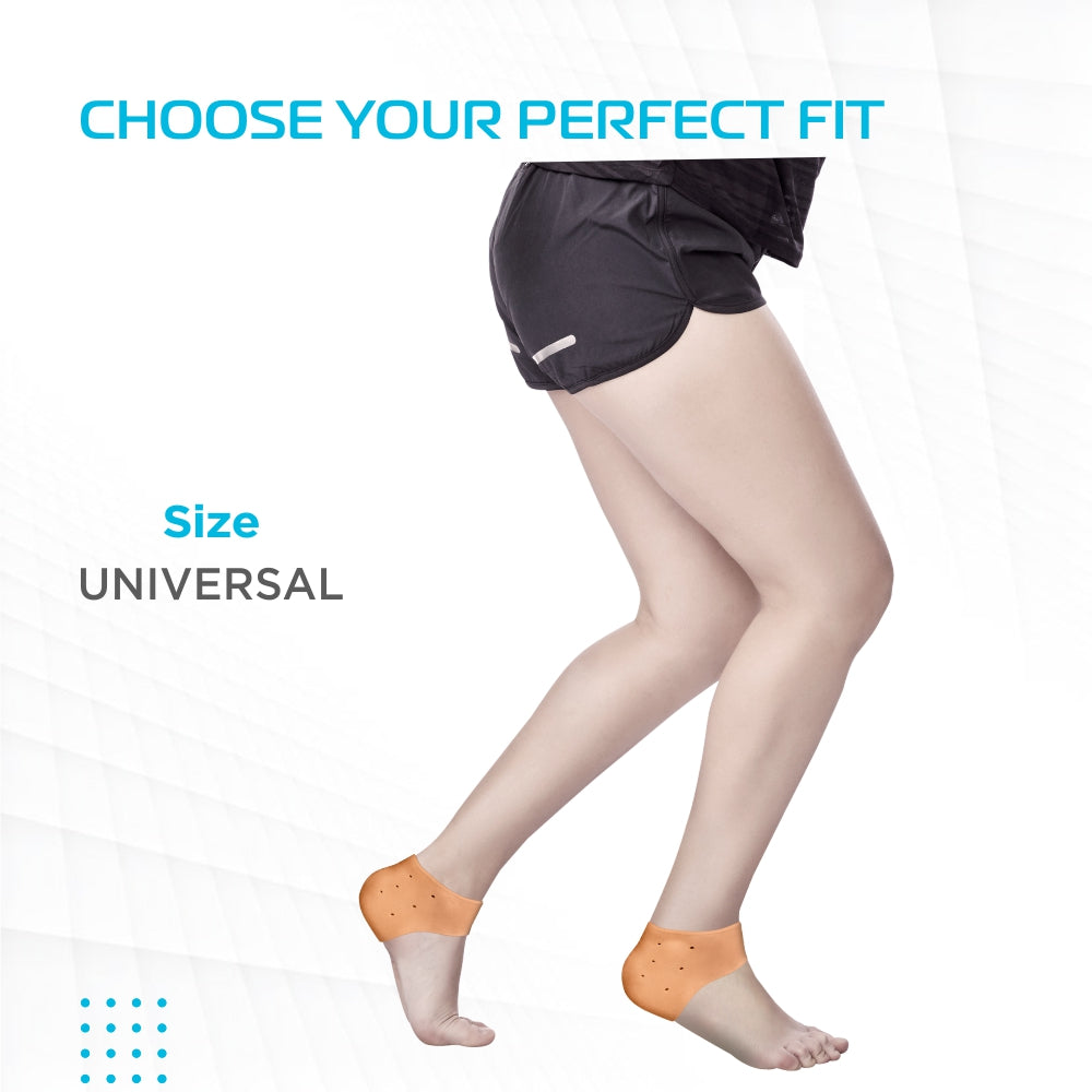 Vissco Silicone Anti-Crack Heel Protector | Provides Cushion & Reduces Pressure On the Heel to Relieve Pain (Beige)