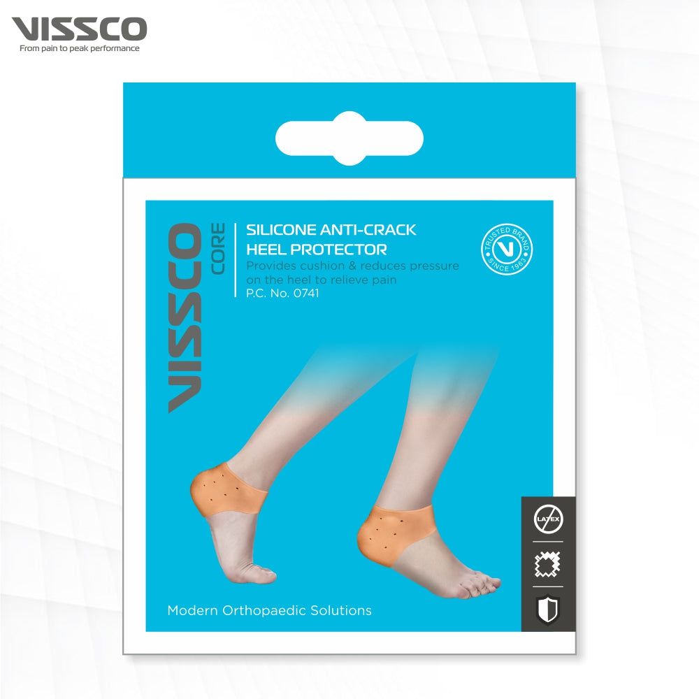 Vissco Silicone Anti-Crack Heel Protector | Provides Cushion & Reduces Pressure On the Heel to Relieve Pain (Beige)