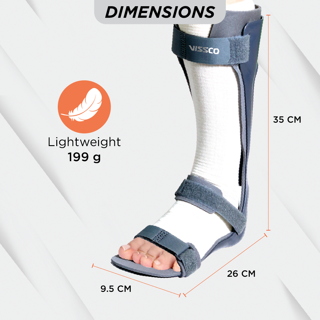 Vissco Foot Drop Support with Padding, For Peroneal Nerve Palsy, Free Stockinette, Lightweight (Grey)