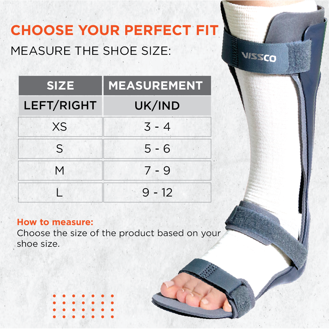 Vissco Foot Drop Support with Padding, For Peroneal Nerve Palsy, Free Stockinette, Lightweight (Grey)