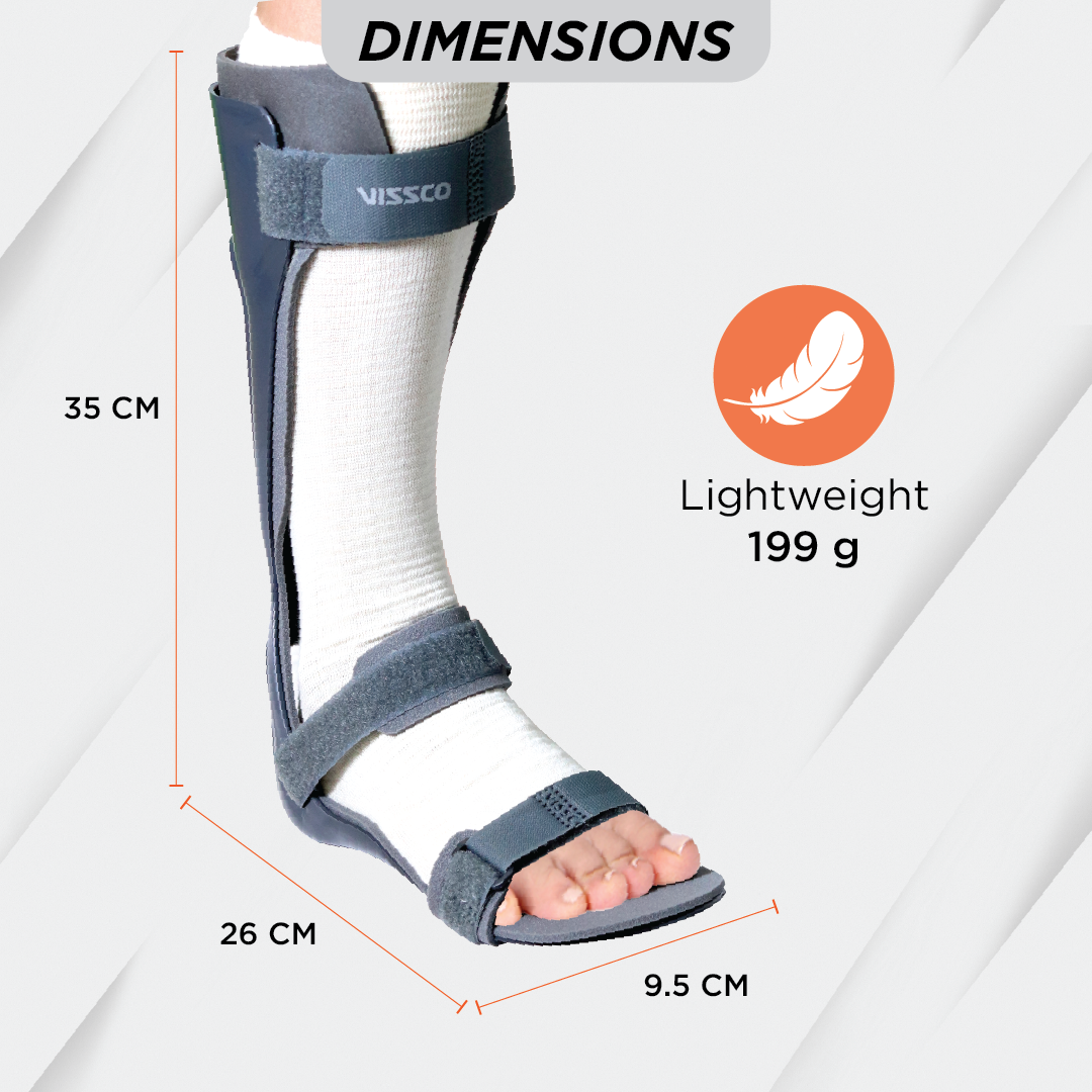 Vissco Foot Drop Support with Padding, For Peroneal Nerve Palsy, Free Stockinette, Lightweight (Grey)