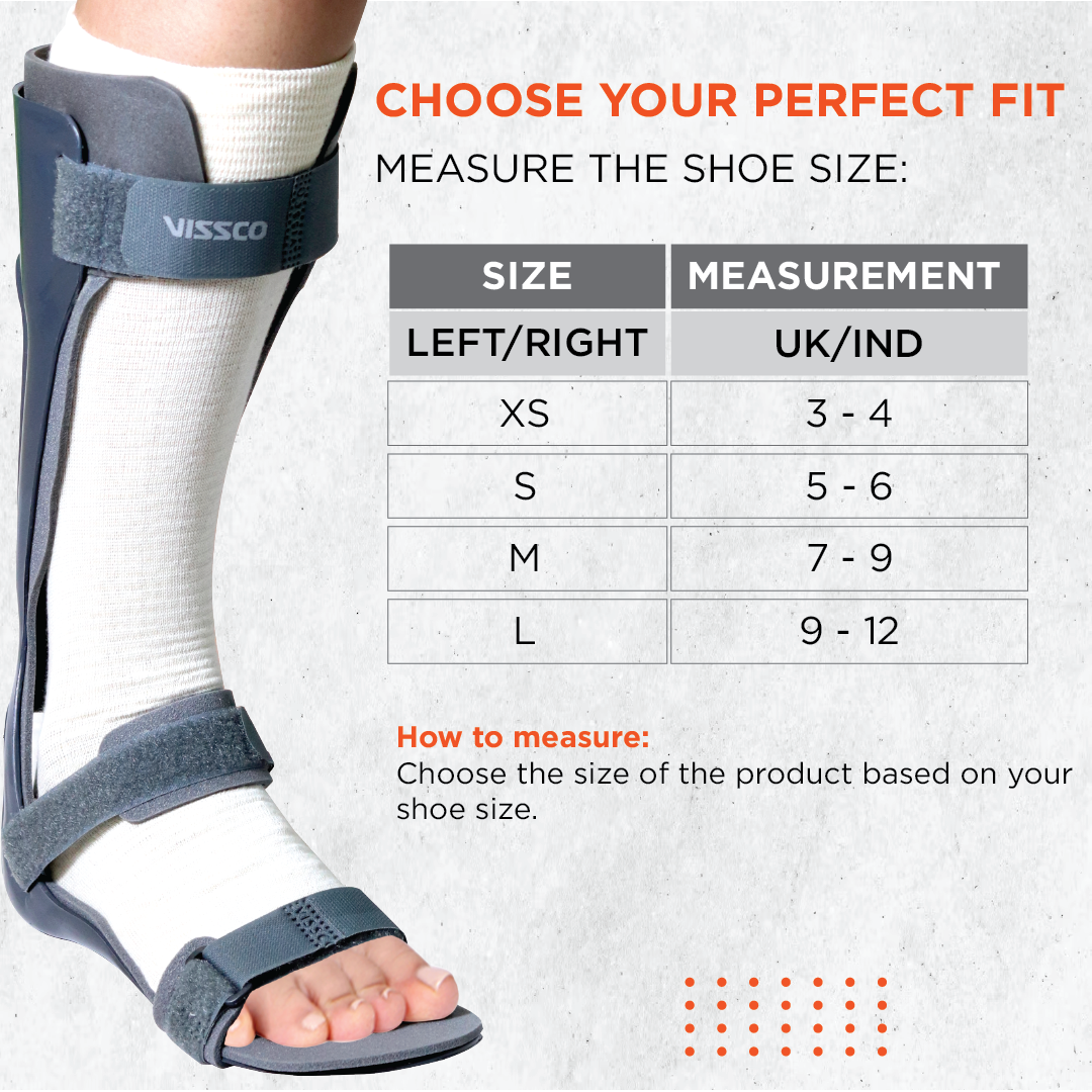 Vissco Foot Drop Support with Padding, For Peroneal Nerve Palsy, Free Stockinette, Lightweight (Grey)