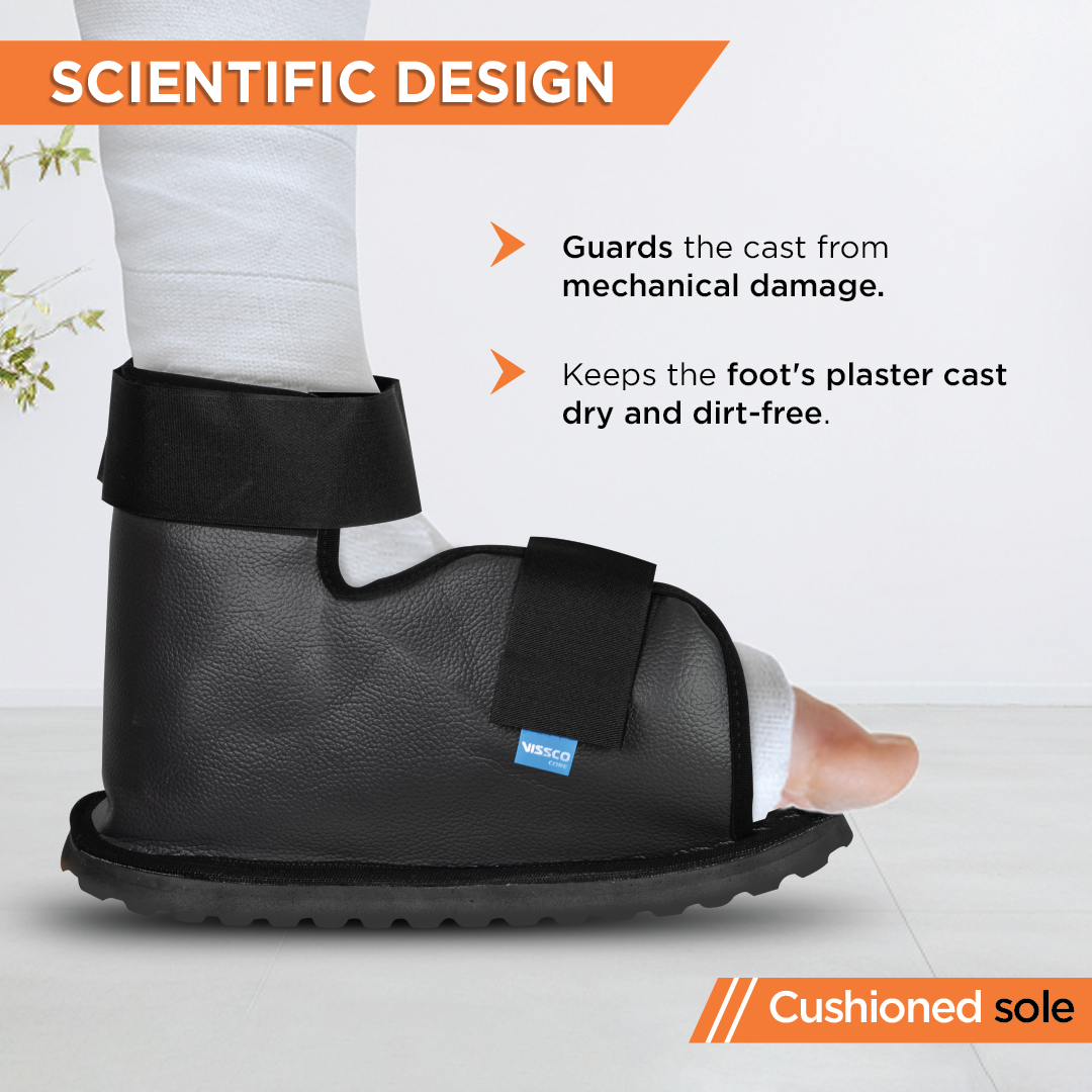 Vissco Cast Shoe | Waterproof Plaster Covering Shoe| Prevents Wear & Tear of the Cast Cover on Foot (Grey)