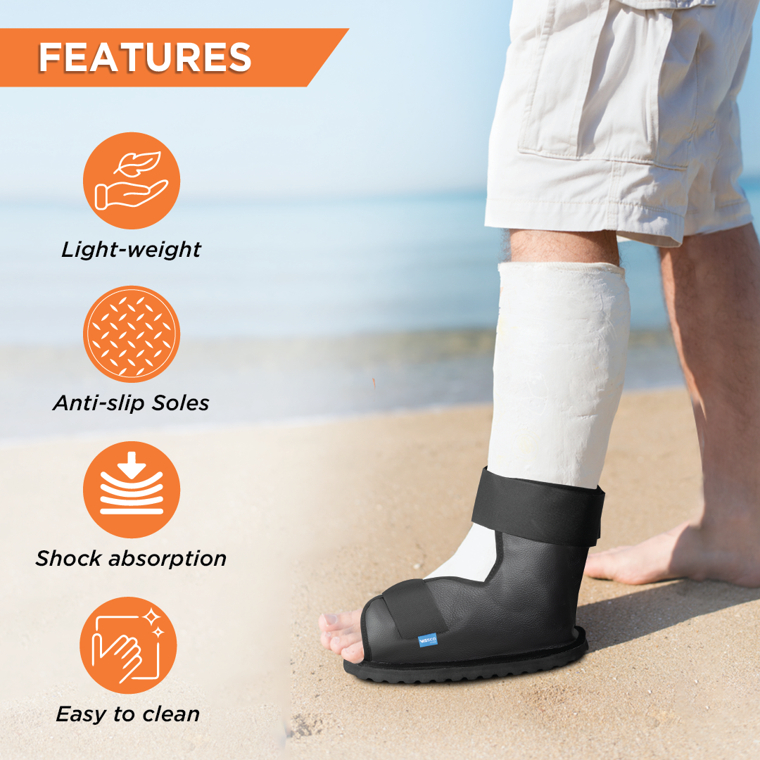 Vissco Cast Shoe | Waterproof Plaster Covering Shoe| Prevents Wear & Tear of the Cast Cover on Foot (Grey)