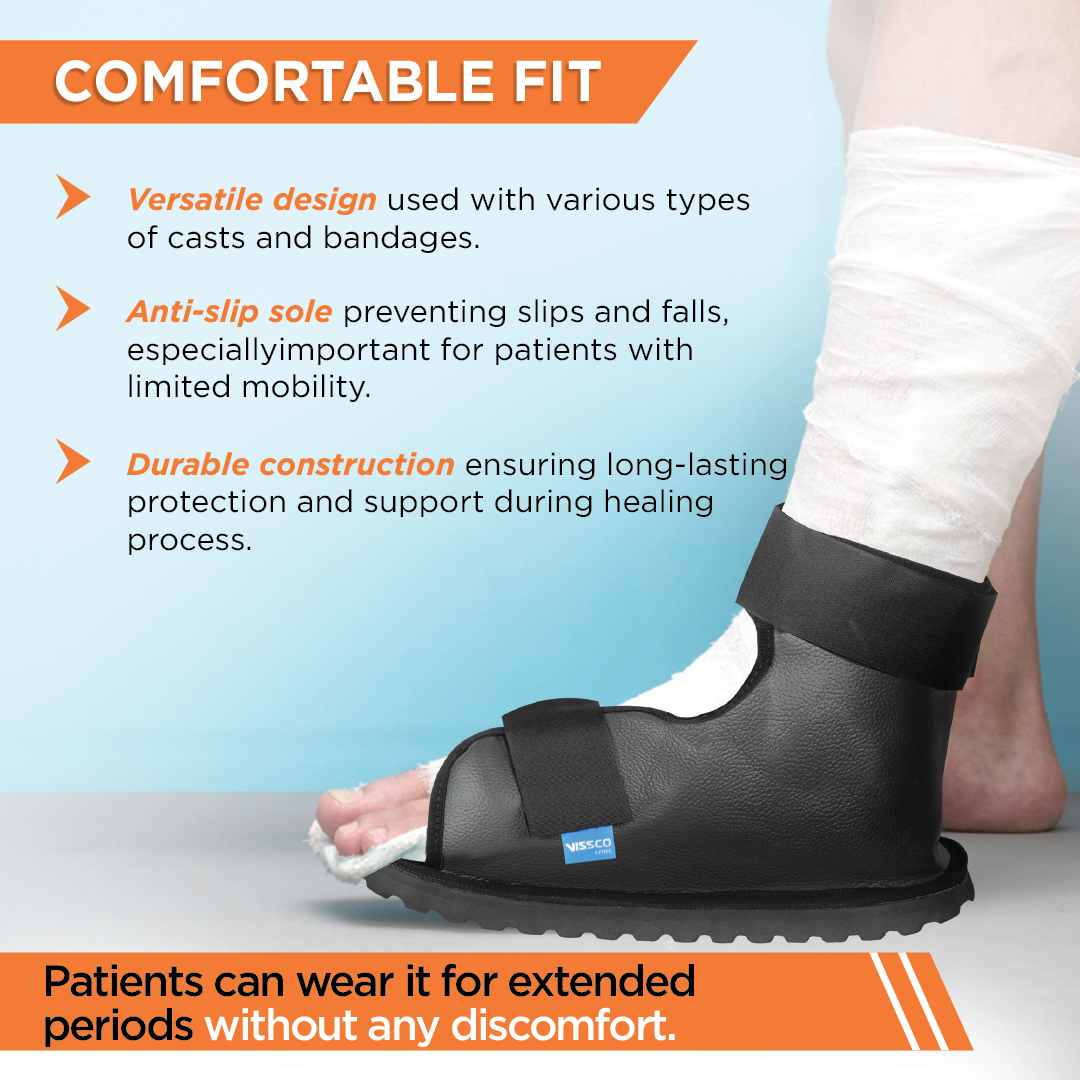 Vissco Cast Shoe | Waterproof Plaster Covering Shoe| Prevents Wear & Tear of the Cast Cover on Foot (Grey)