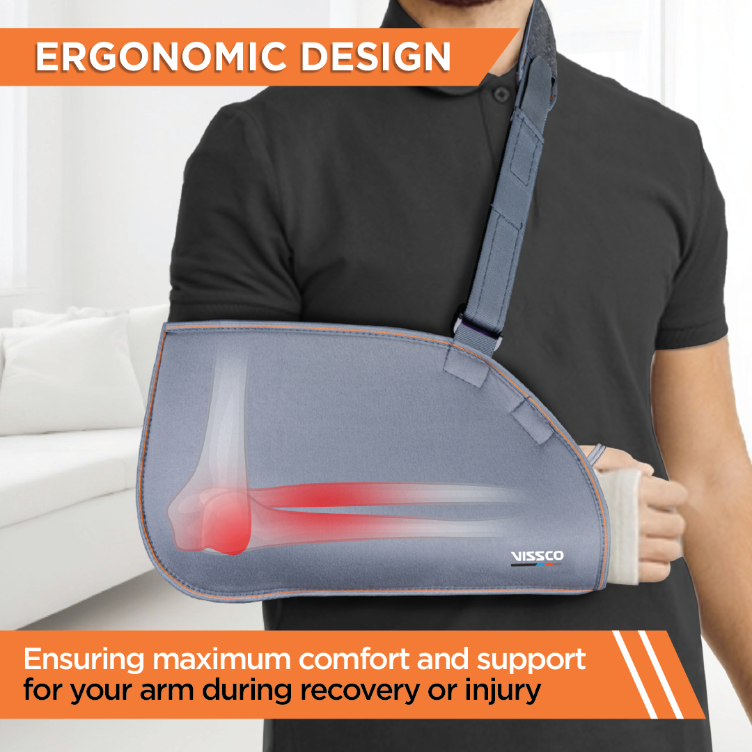 Vissco Arm Pouch Sling (Mild Support)| Provides Support to the Shoulder & Arm (Grey)