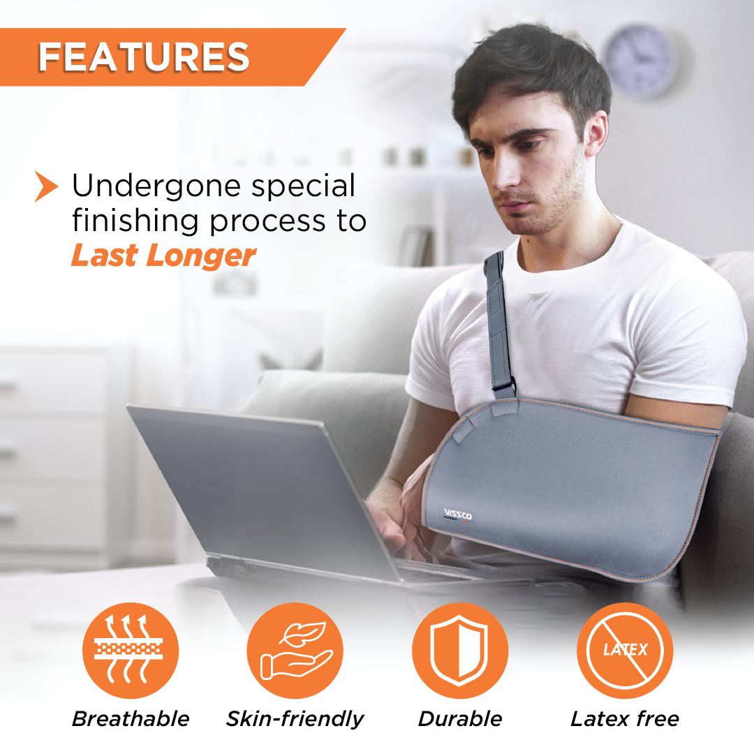 Vissco Arm Pouch Sling (Mild Support)| Provides Support to the Shoulder & Arm (Grey)