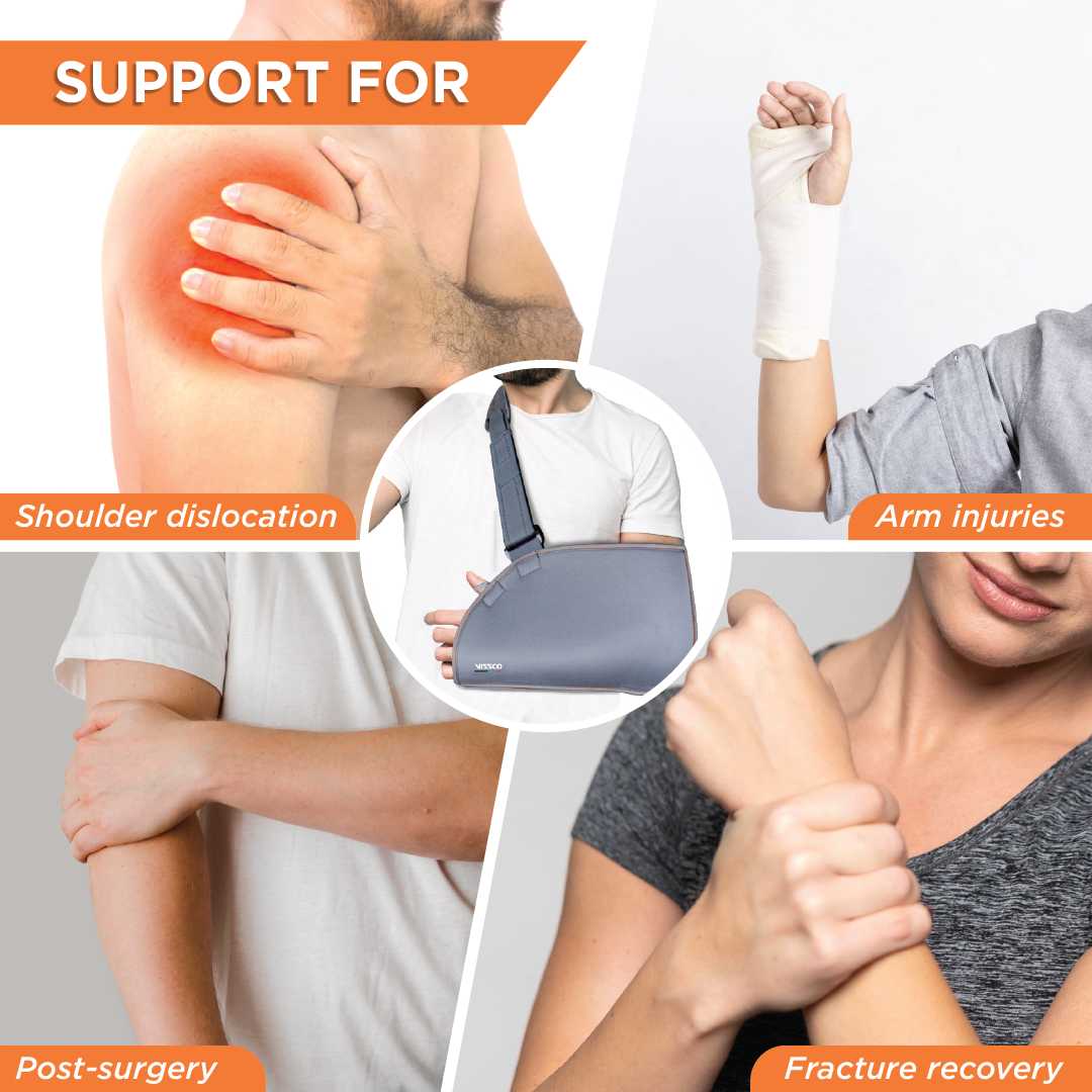 Vissco Arm Pouch Sling (Mild Support)| Provides Support to the Shoulder & Arm (Grey)