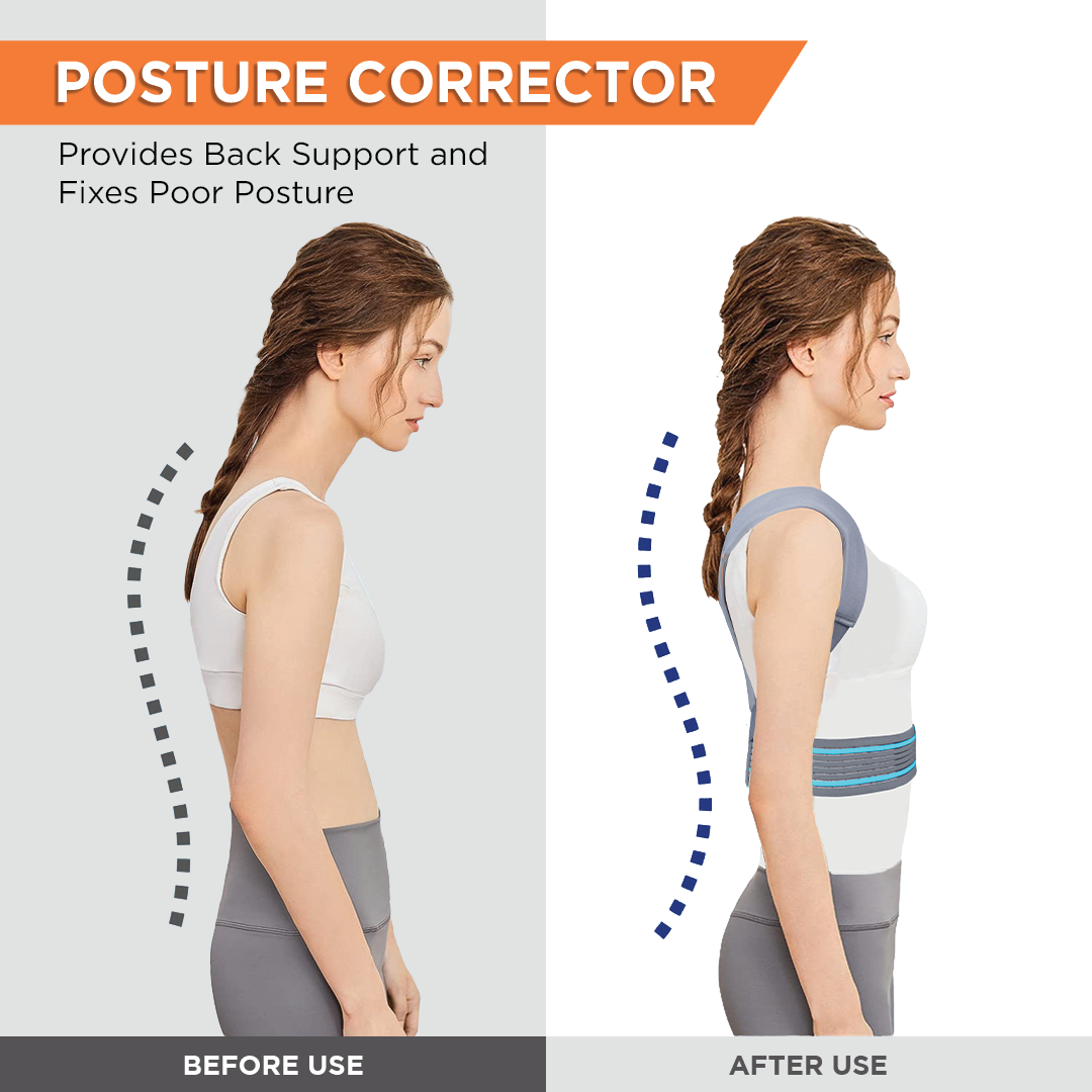 Vissco Posture Aid (Moderate Support) | Ideal Aid to Correct Posture & Relieves Pain (Grey)