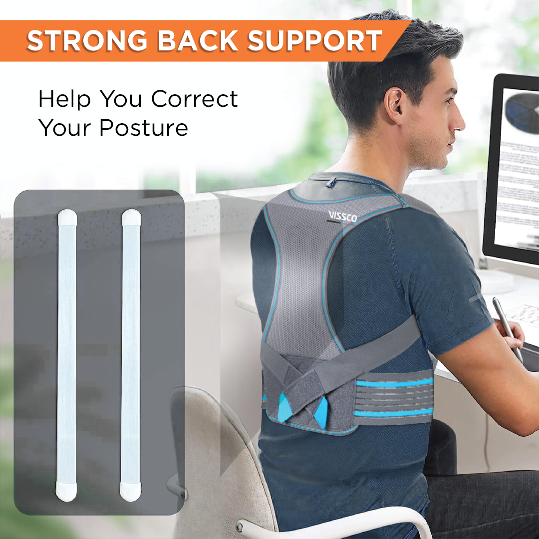Vissco Posture Aid (Moderate Support) | Ideal Aid to Correct Posture & Relieves Pain (Grey)