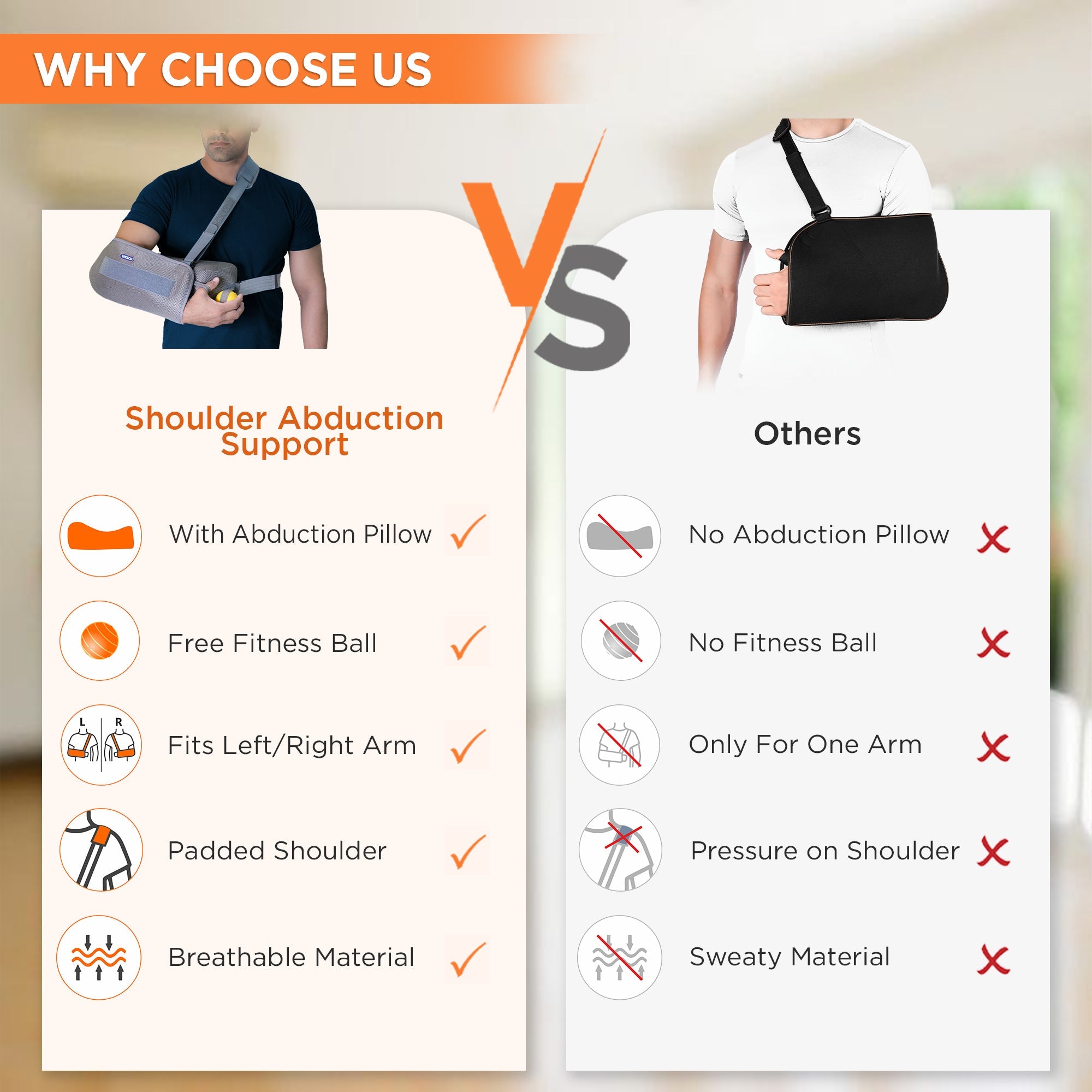 Vissco Shoulder Abduction Support | with Pillow and Foam Ball | Shoulder Immobilizer | Post-operative Shoulder care