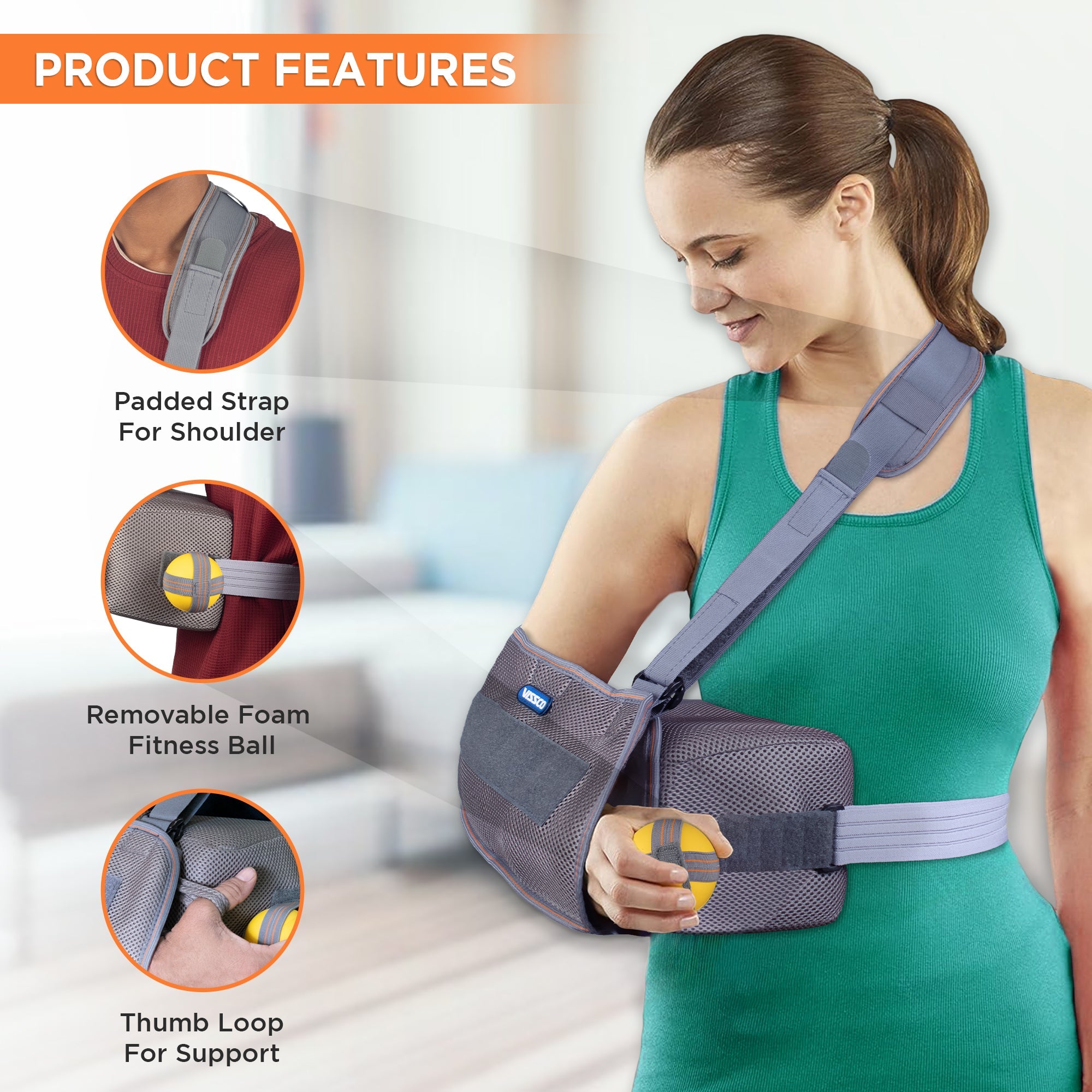 Vissco Shoulder Abduction Support | with Pillow and Foam Ball | Shoulder Immobilizer | Post-operative Shoulder care