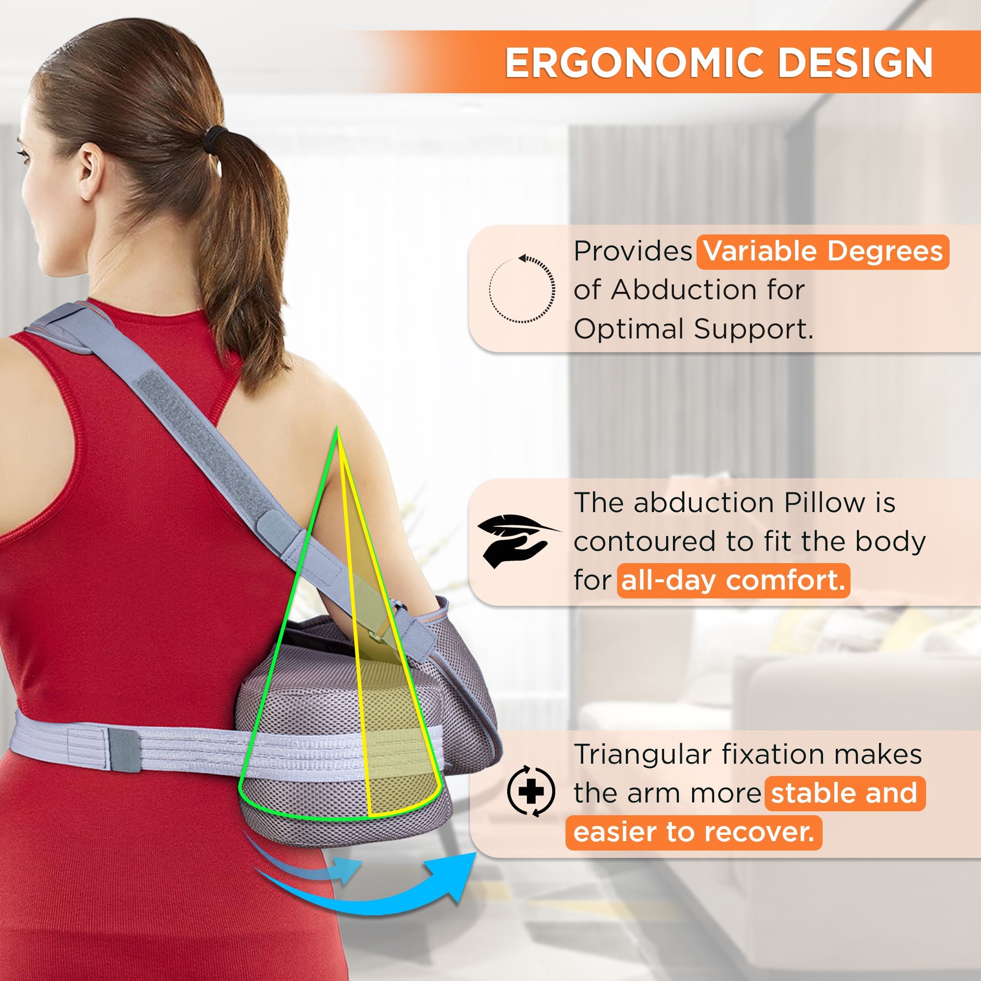 Vissco Shoulder Abduction Support | with Pillow and Foam Ball | Shoulder Immobilizer | Post-operative Shoulder care