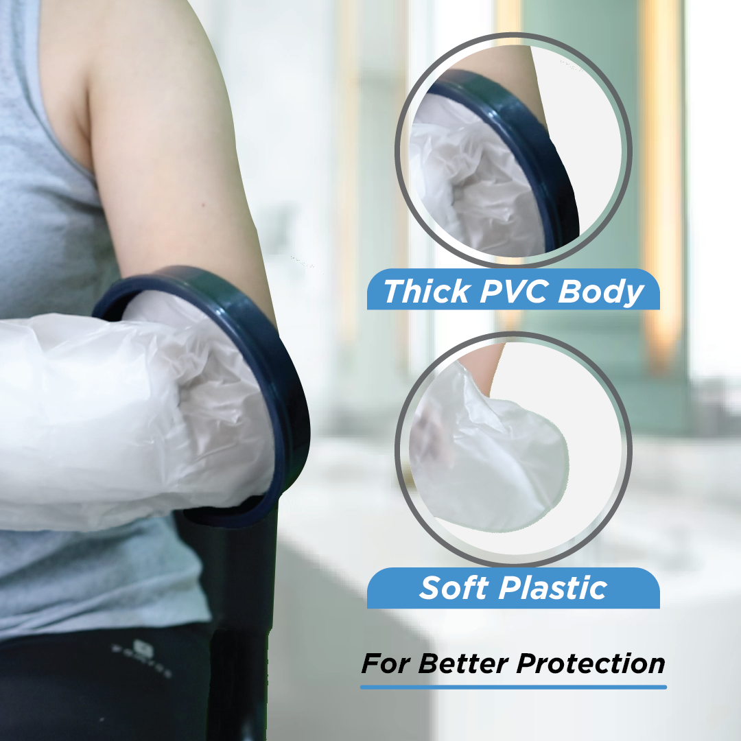 Vissco Cast Cover for Left & Right Hand Upto Elbow | Protects Bandage from Water Exposure during Bath & Shower (Grey)