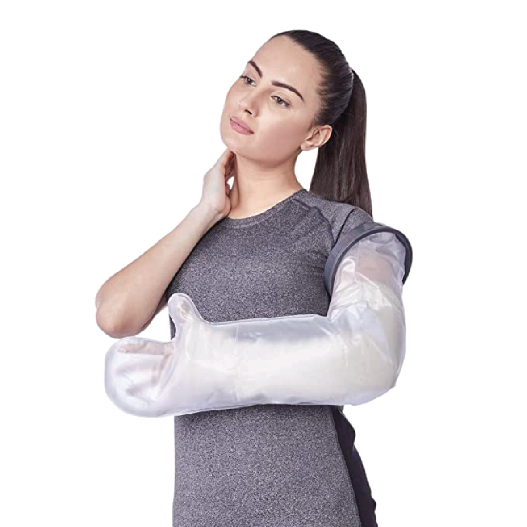 Vissco Cast Cover for Left & Right Hand Upto Upper Arm | Protects Bandage from Water Exposure during Bath & Shower (Grey)