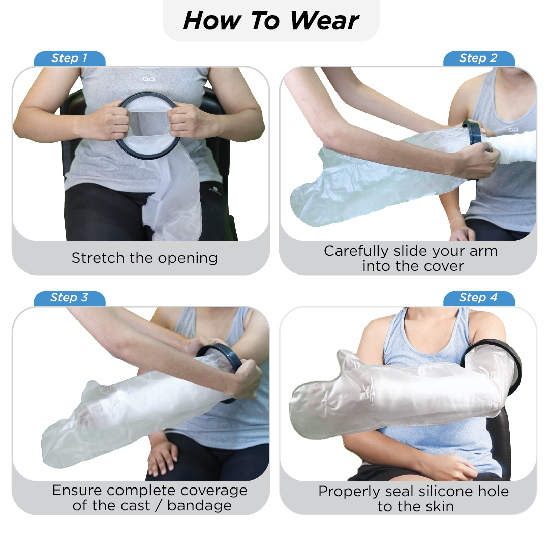 Vissco Cast Cover for Left & Right Hand Upto Upper Arm | Protects Bandage from Water Exposure during Bath & Shower (Grey)