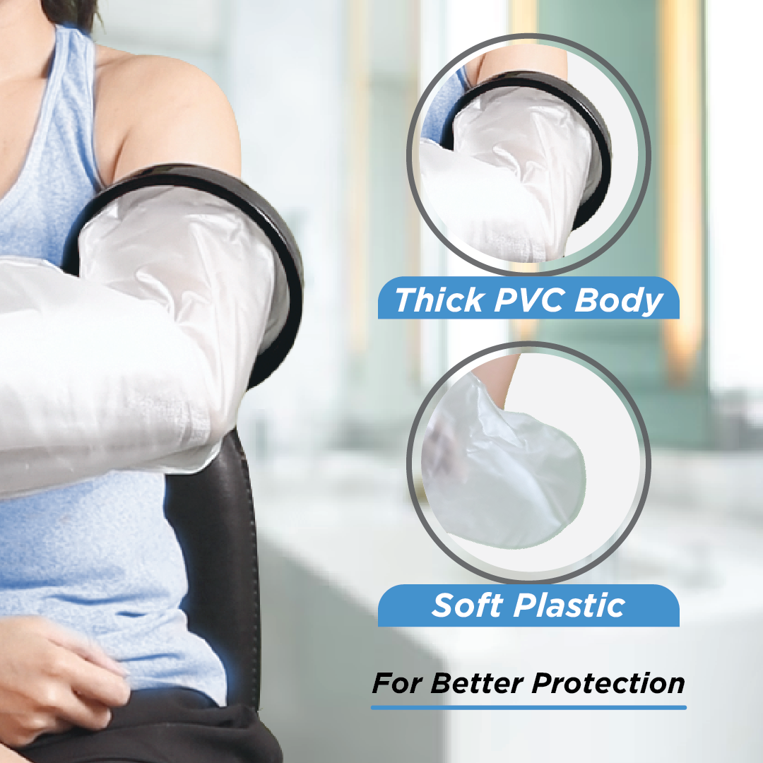 Vissco Cast Cover for Left & Right Hand Upto Upper Arm | Protects Bandage from Water Exposure during Bath & Shower (Grey)