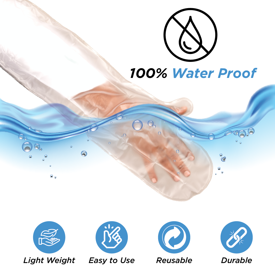 Vissco Cast Cover for Left & Right Hand Upto Upper Arm | Protects Bandage from Water Exposure during Bath & Shower (Grey)