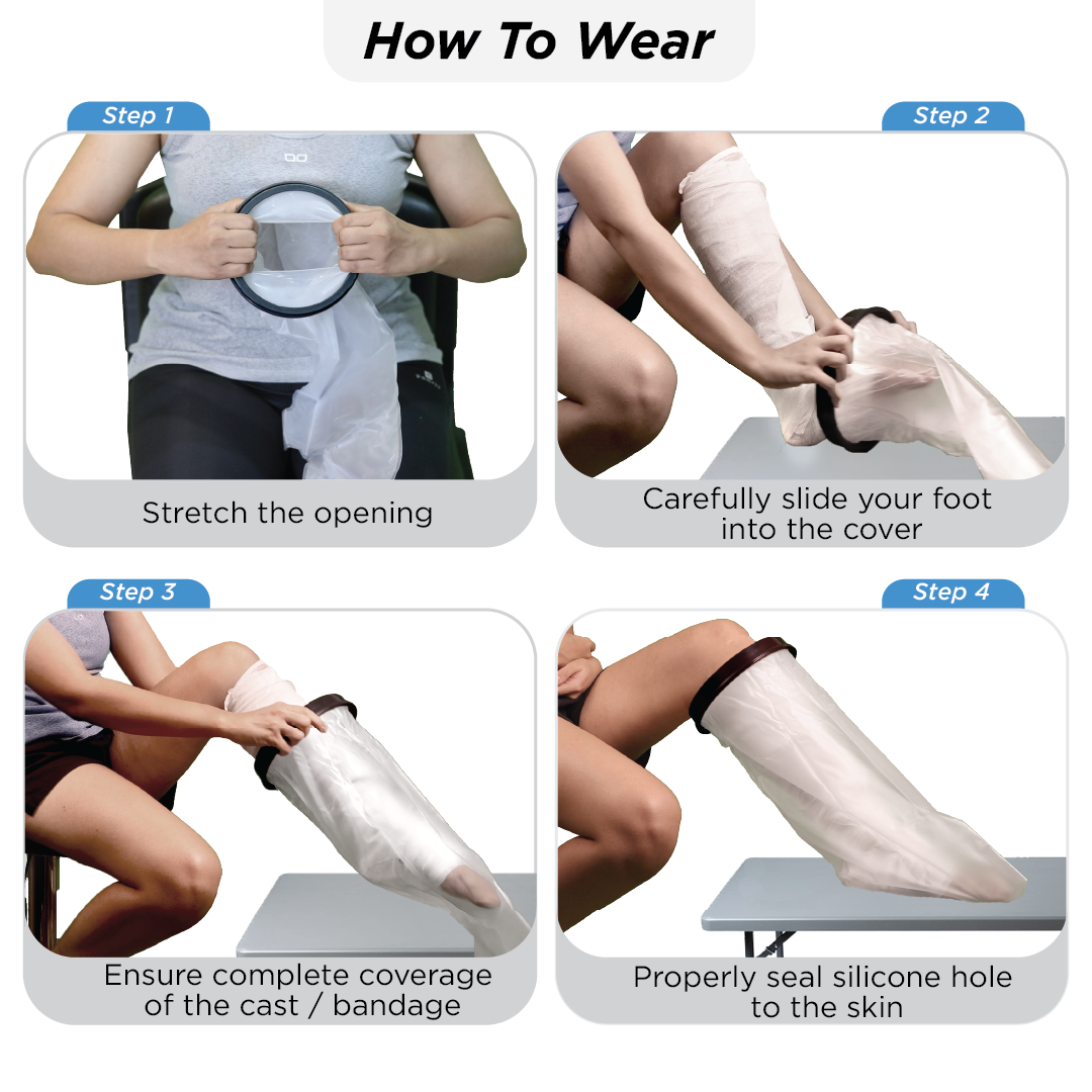 Vissco Cast Cover - Leg Upto Knee | Cast Cover for Left & Right Leg (1 Piece) | Protects Bandage From Water Exposure during Bath & Shower (Grey)