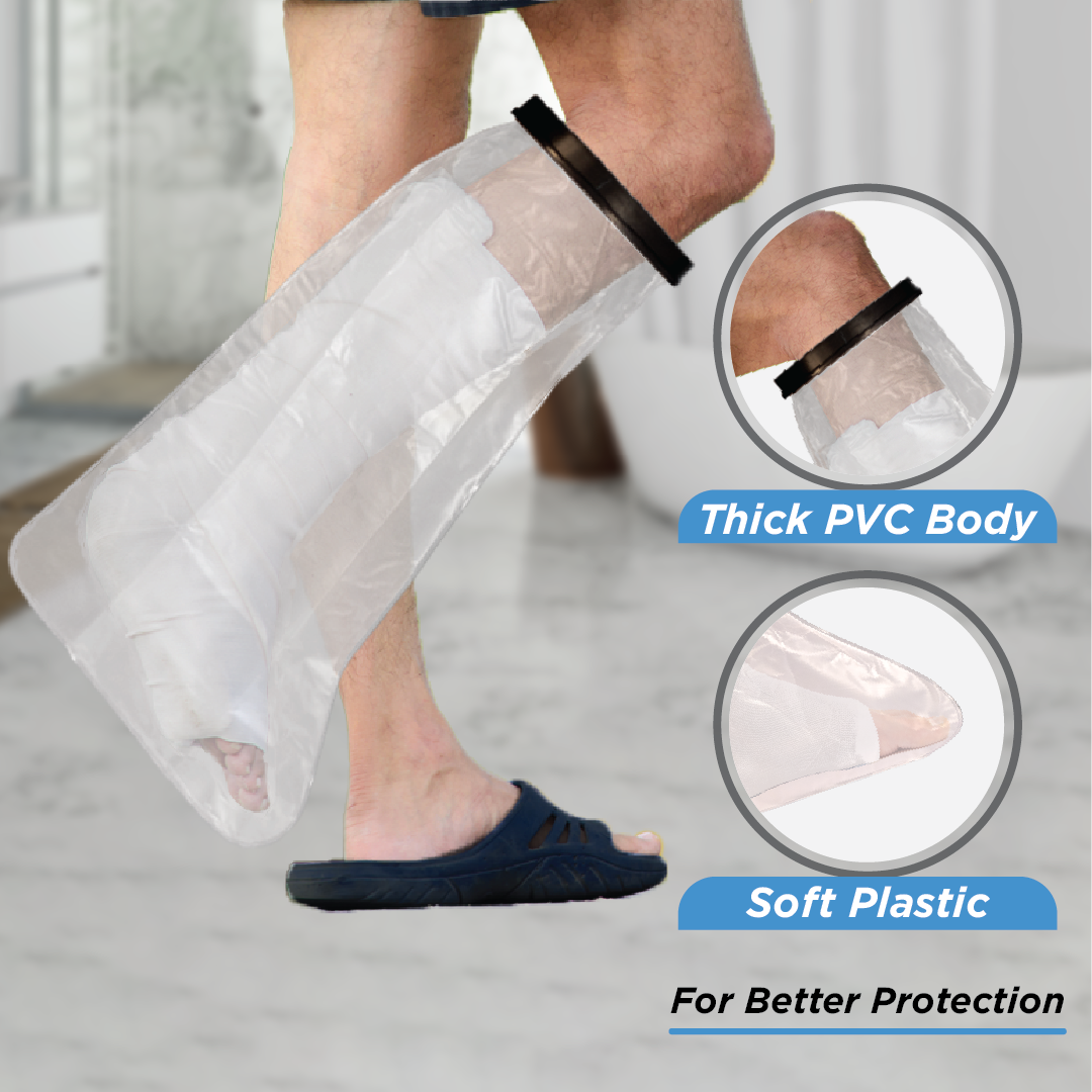 Vissco Cast Cover - Leg Upto Knee | Cast Cover for Left & Right Leg (1 Piece) | Protects Bandage From Water Exposure during Bath & Shower (Grey)