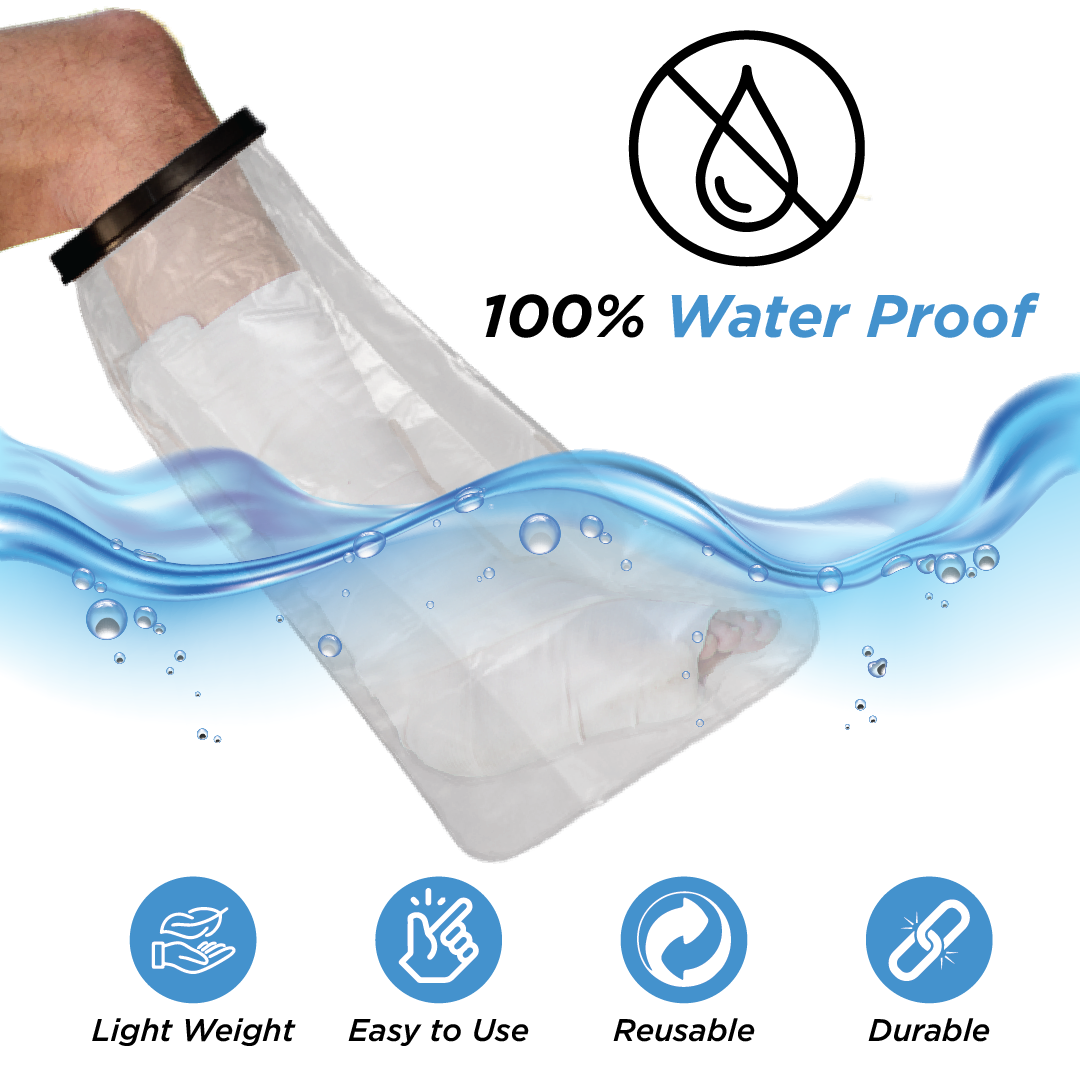 Vissco Cast Cover - Leg Upto Knee | Cast Cover for Left & Right Leg (1 Piece) | Protects Bandage From Water Exposure during Bath & Shower (Grey)