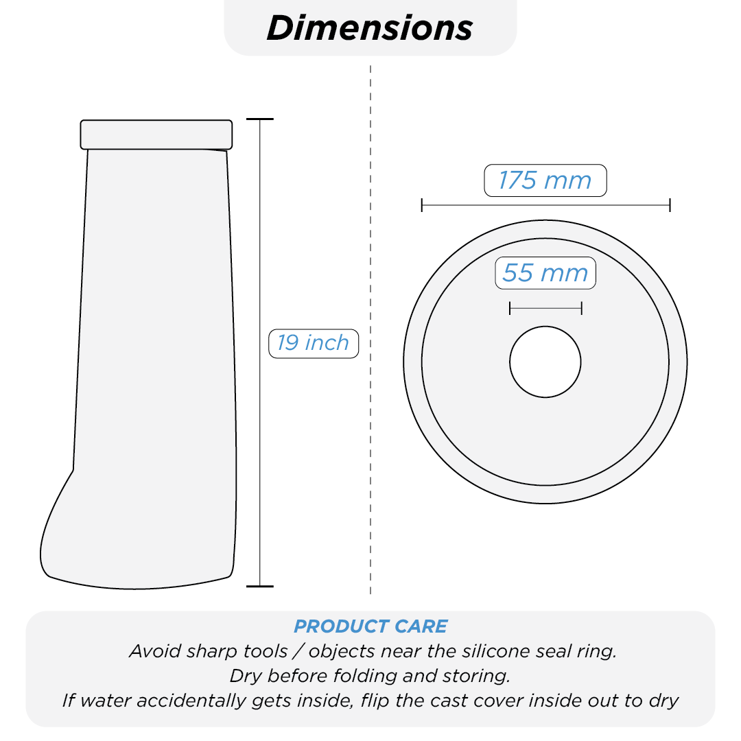 Vissco Cast Cover - Leg Upto Knee | Cast Cover for Left & Right Leg (1 Piece) | Protects Bandage From Water Exposure during Bath & Shower (Grey)