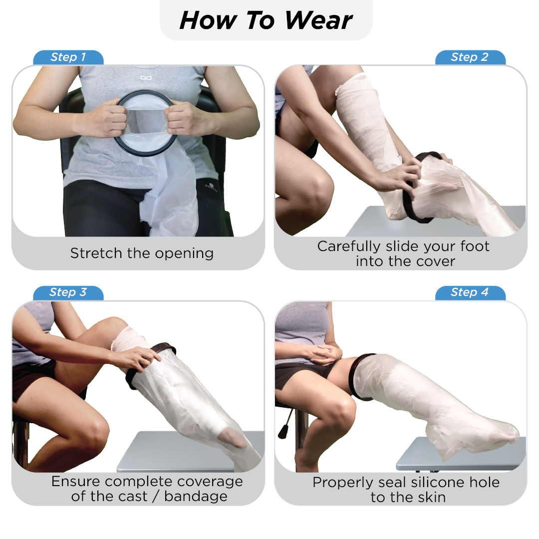 Vissco Cast Cover - Leg Upto Thigh | Cast Cover for Left & Right Leg (1 Piece) | Protects Bandage From Water Exposure during Bath & Shower (Grey)