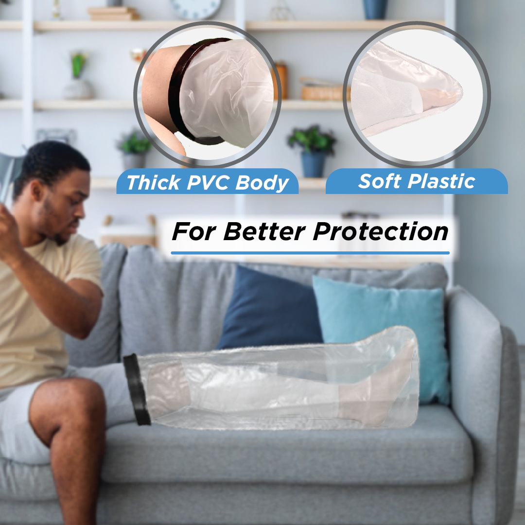 Vissco Cast Cover - Leg Upto Thigh | Cast Cover for Left & Right Leg (1 Piece) | Protects Bandage From Water Exposure during Bath & Shower (Grey)