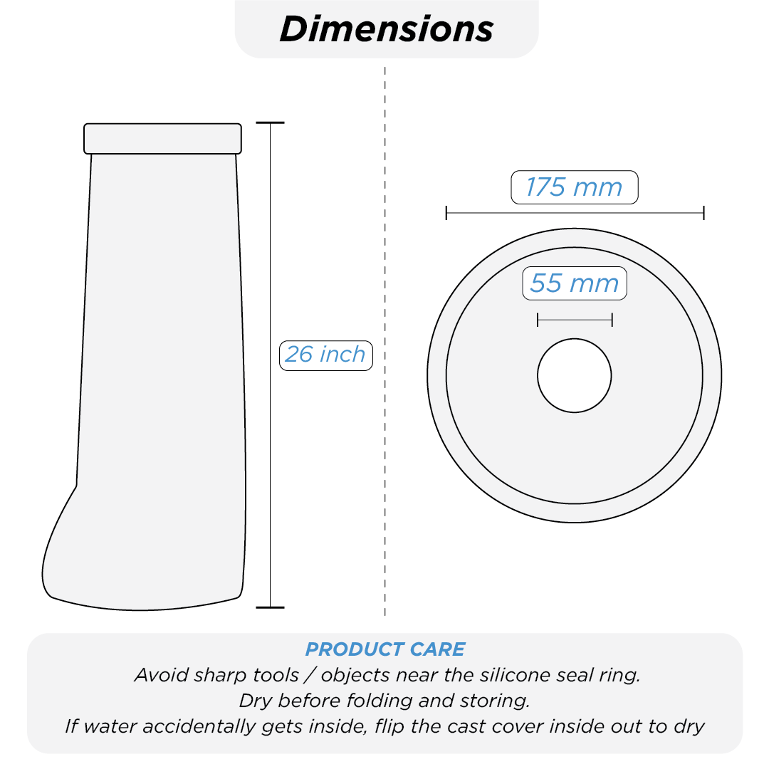 Vissco Cast Cover - Leg Upto Thigh | Cast Cover for Left & Right Leg (1 Piece) | Protects Bandage From Water Exposure during Bath & Shower (Grey)