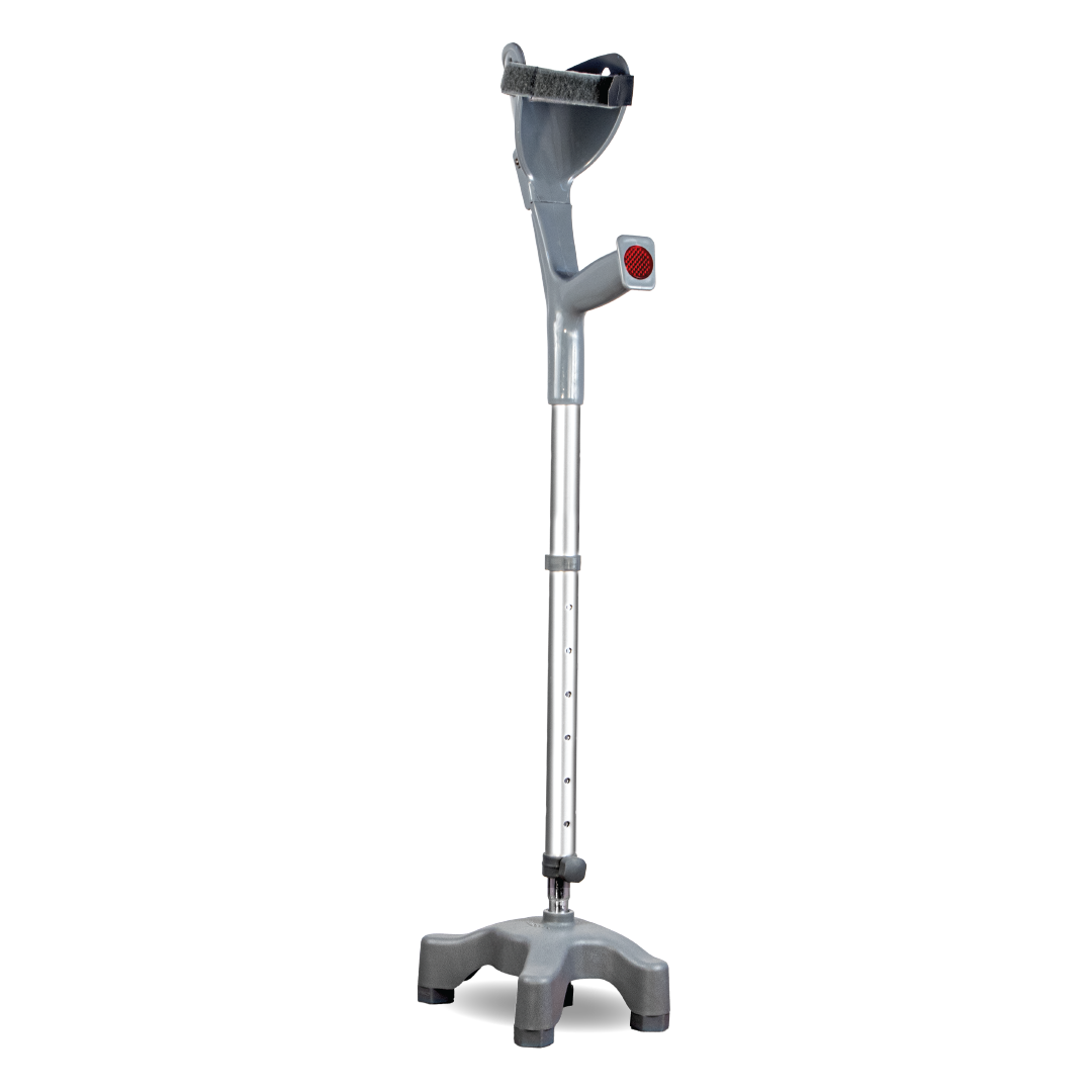 Vissco Astra Max Elbow Crutch Quadripod Base With Height Adjustable & Movable Elbow Support, Light Weight (1 Piece) (Grey)